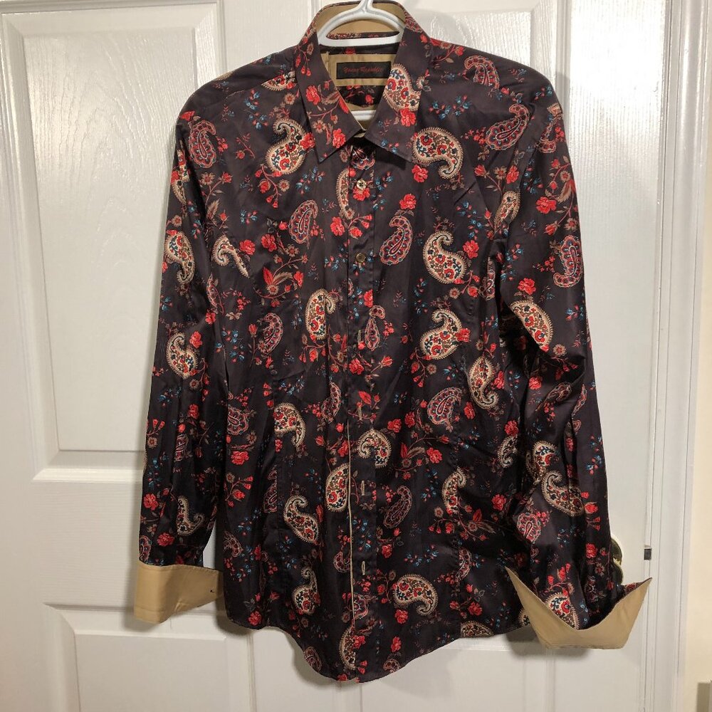 Young Republic men casual Brown red paisley shirt, L
